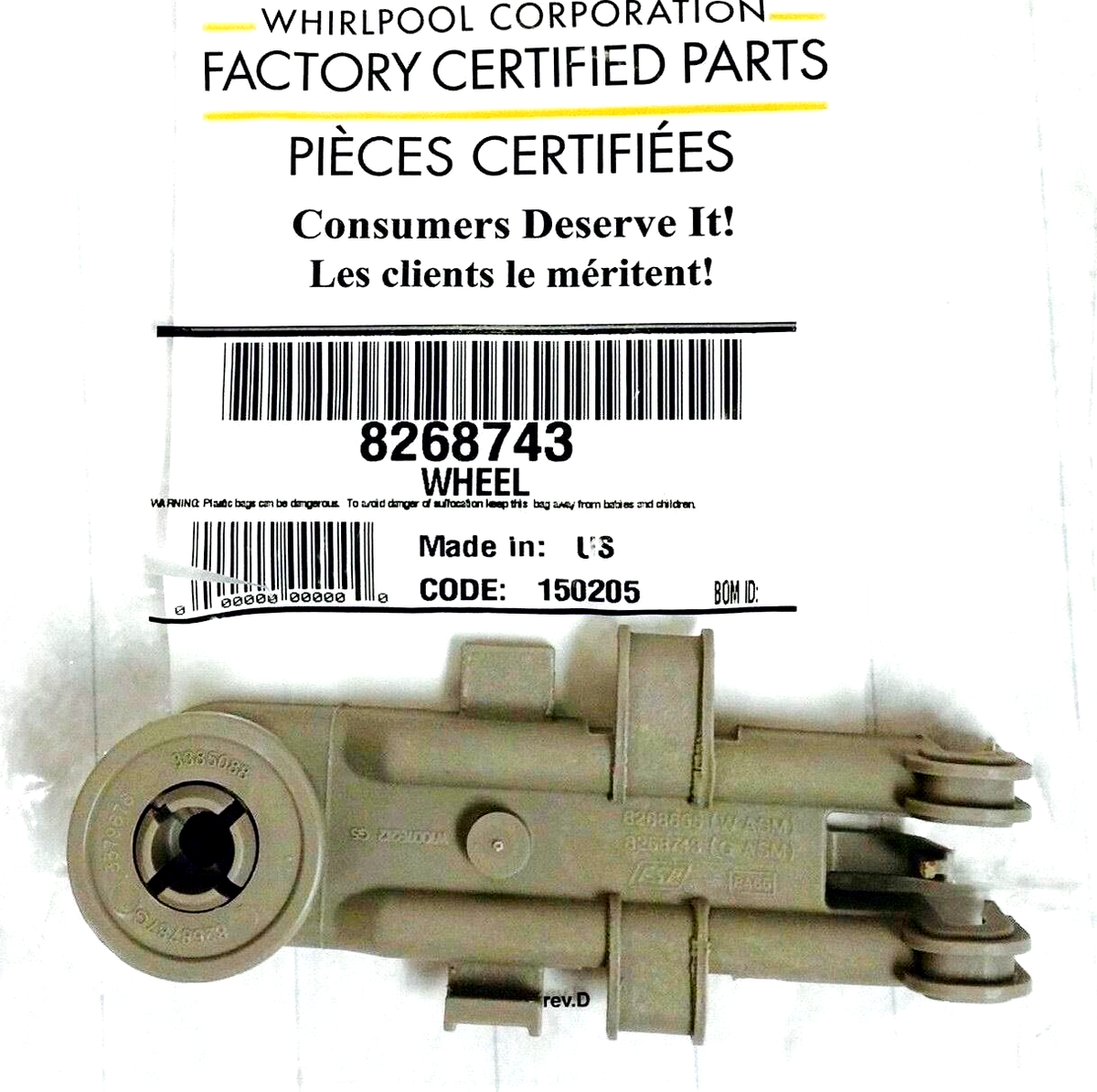 ✅OEM Whirlpool WP8268743 Dishwasher Rack Wheel 8268743