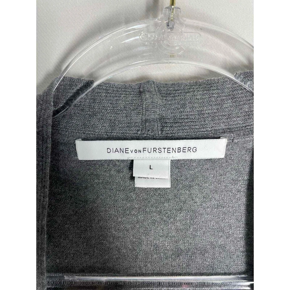 Diane Von Furstenberg Erin Cardigan Gray Silk Cashmere Open Front Cardigan Large - Image 2 of 4