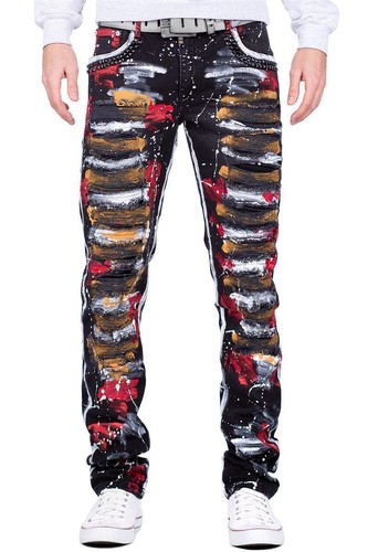 Pantalones vaqueros para hombre Cipo & Baxx llamativos pedrería destruidos adornos cool - Imagen 11 de 18