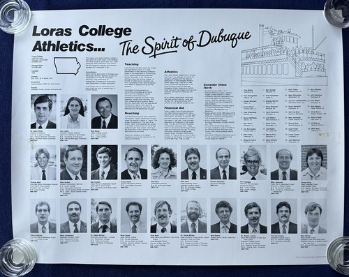 Póster publicitario vintage 1984 'Spirit of Dubuque' Loras College Atletismo - Imagen 2 de 8