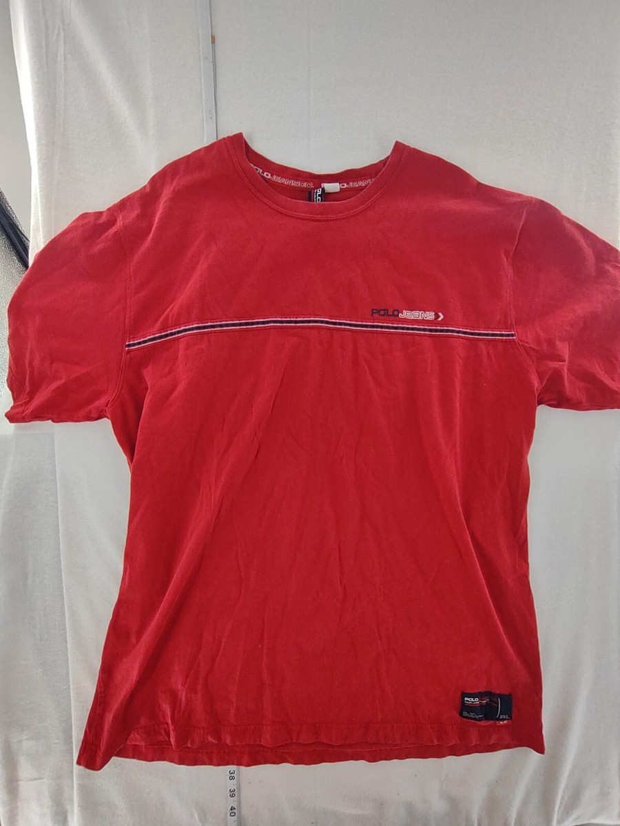 トップス Polo by Ralph Lauren MUSTIQUE XXL 90s Vintage 90s / Y2K Polo Jeans Ralph Lauren T-Shirt Red Striped XXL