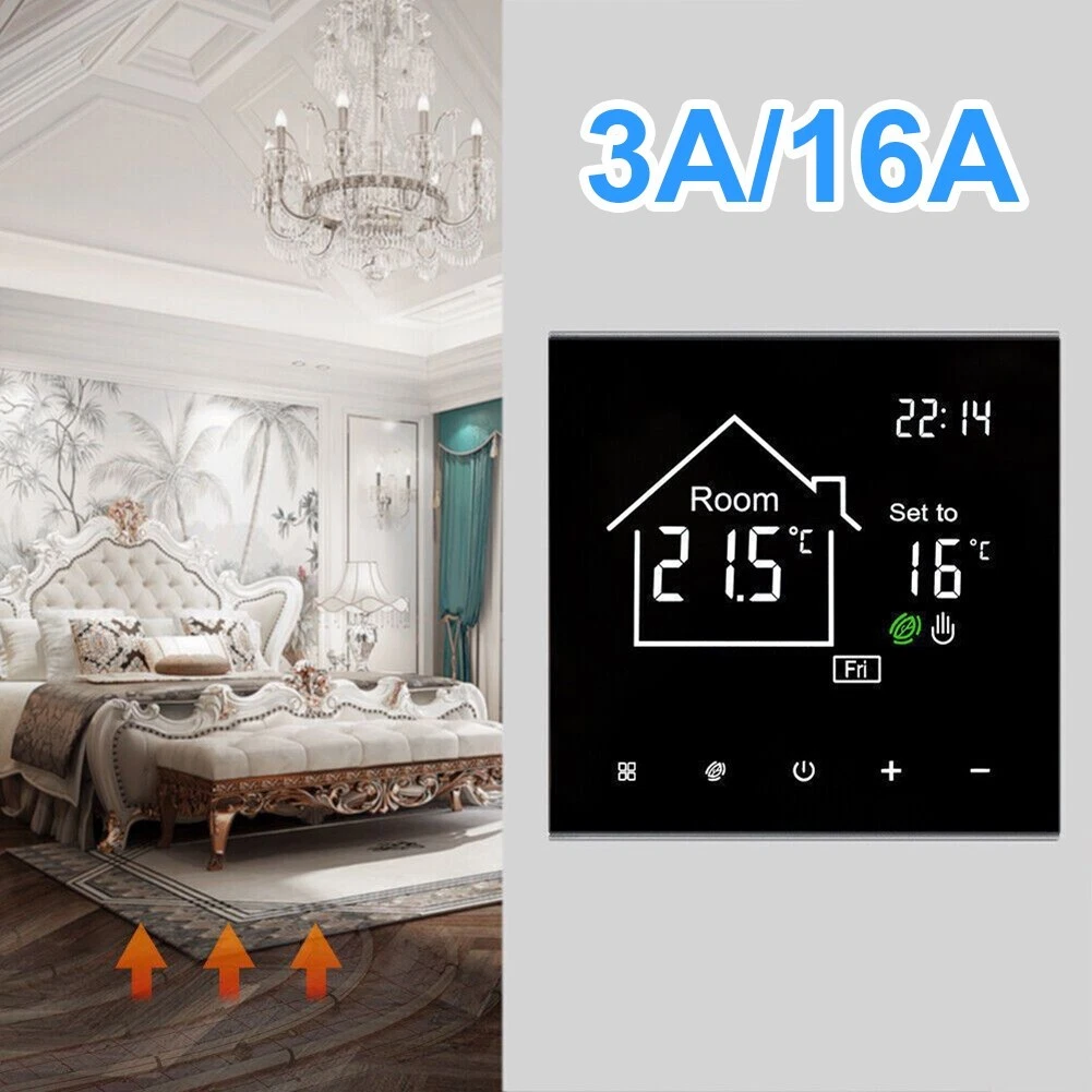 Stylish Silver Border WiFi Thermostat for Floor Heating Remote Control |  eBay