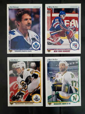 Lot (4) 1990 Upper Deck Hockey John Byce Basil McRae Mike Richter Rob Ramage