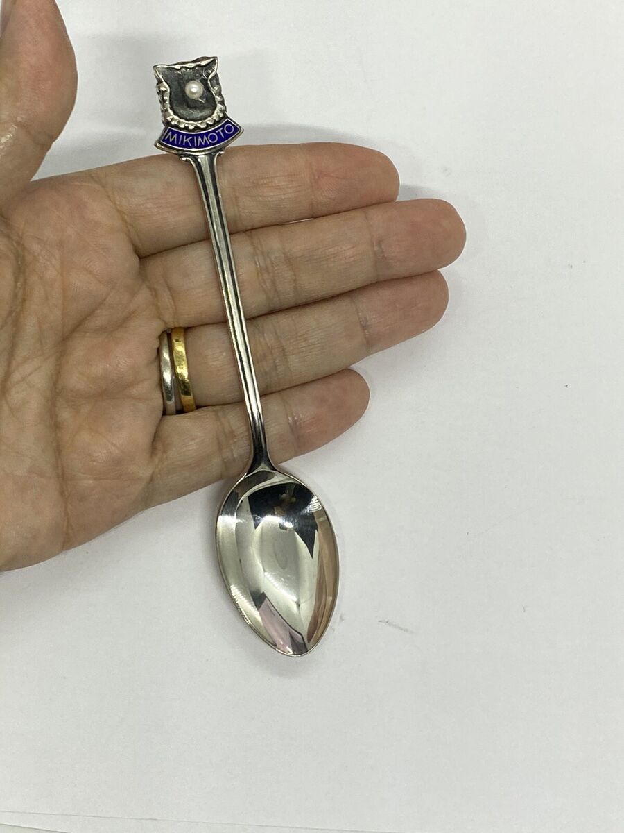Vintage Mikimoto Silver plated Enamel Pearl Souvenir Spoon Vintage Mikimoto Silver plated Enamel Pearl Souvenir Spoon