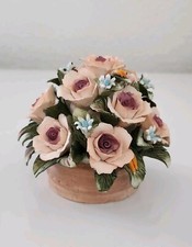 Vintage Capodimonte Pink Roses Porcelain Centerpiece Made in Italy SEE PICTURES