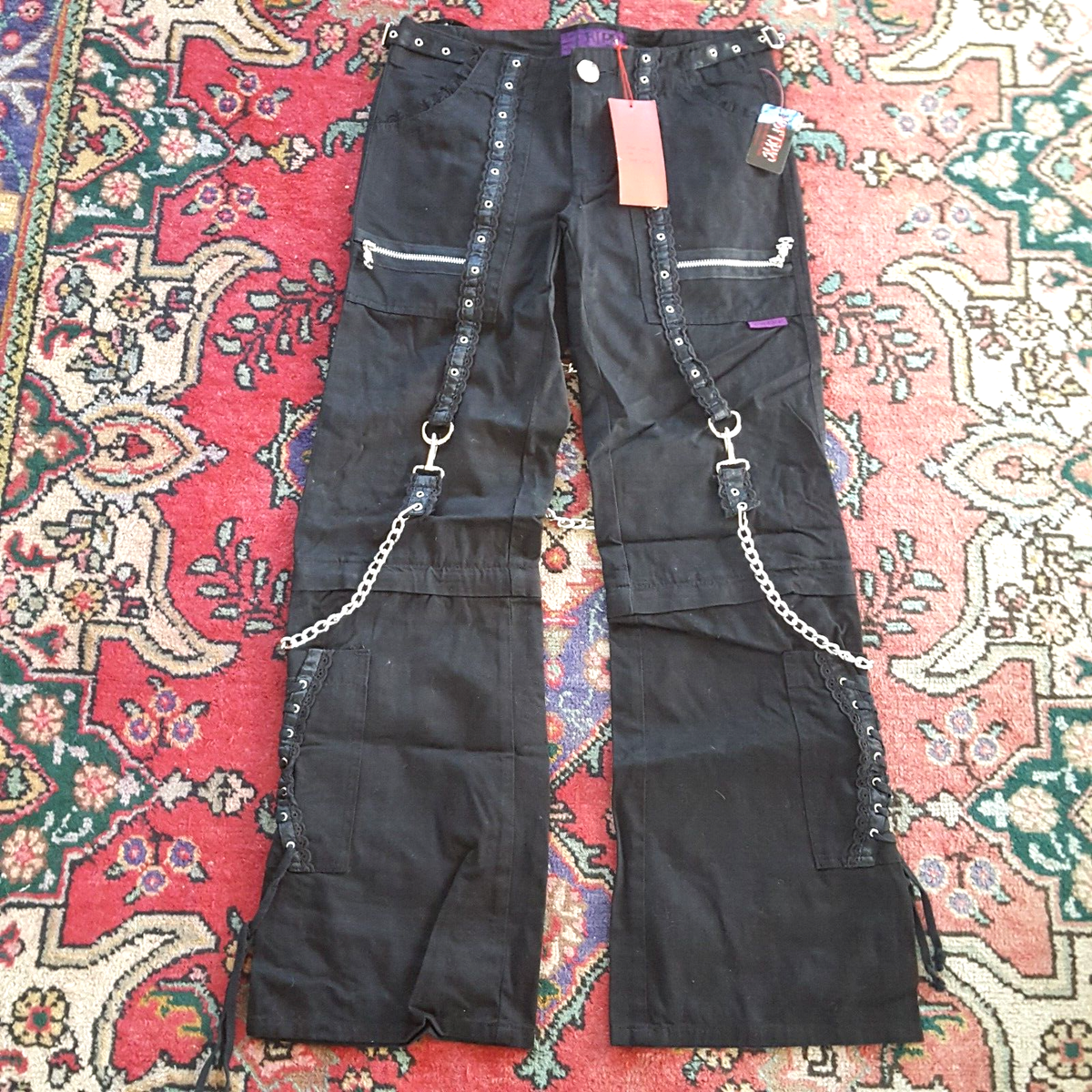 Vintage Tripp NYC Womens Pants Black Goth Punk Bondage Convertible