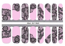 Pink Lace Nail Polish Strips / Nail Wraps / Nail Stickers