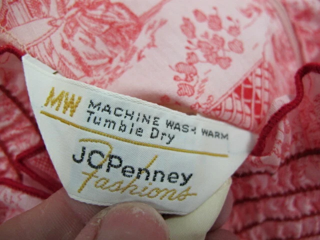 VINTAGE JCPENNEY JUNIORS DRESS LONG MAXI UNION LABEL PINK RED