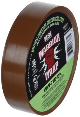 Brown Warrior Wrap WW-716-BN Vinyl Electrical Tape, 7 Mil 3/4'' Width 60' Length