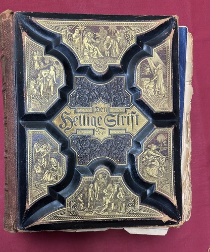 *RARE* 1889 FAMILY BIBLE SWEDISH LANGUAGE DEN HELIGA SKRIFT GUSTAVE DORE - BOGER - Picture 2 of 8