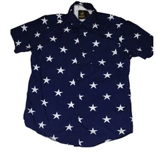 Rugby University Star Print Button Up Shirt Americana Patriotic LRG