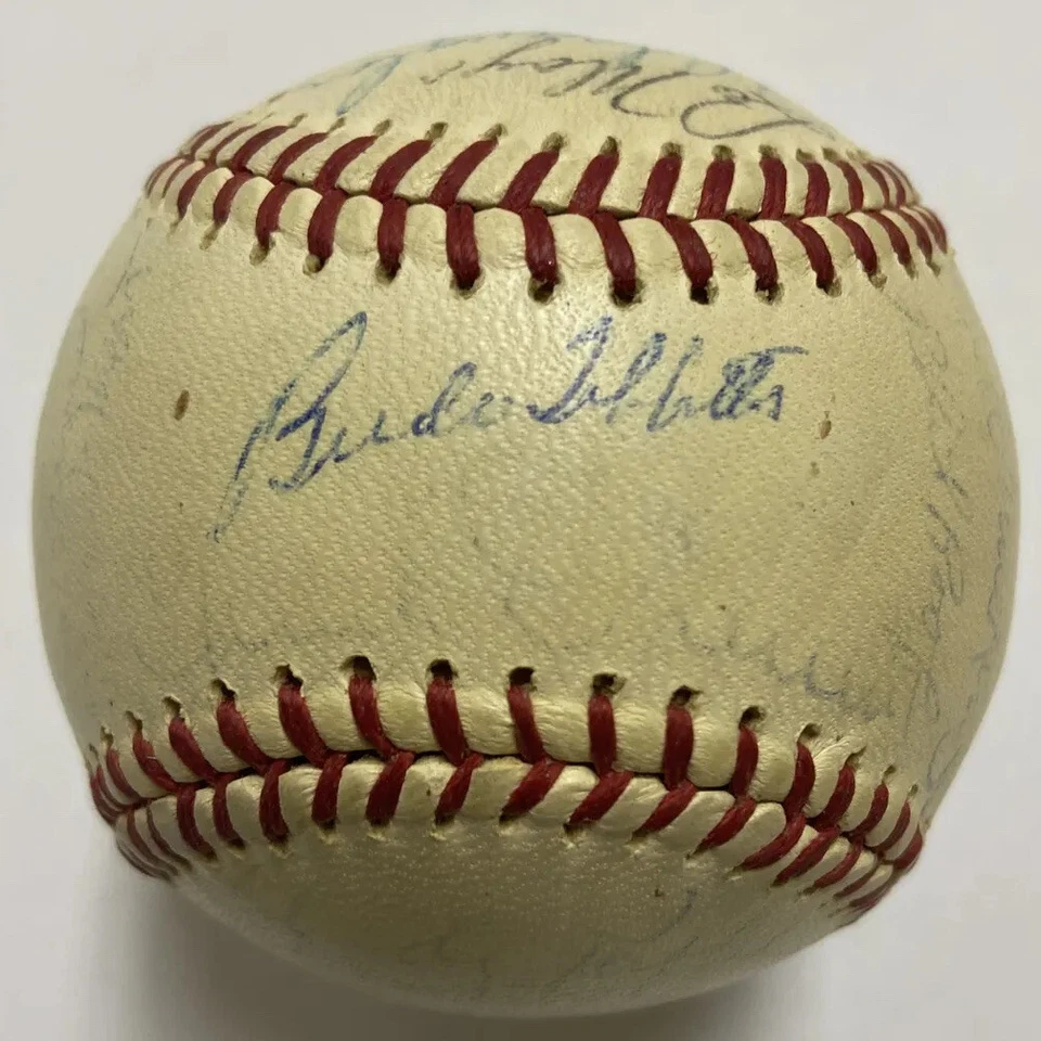 1961 Milwaukee Braves Team Signed Baseball Hank Aaron HOF Burdette Billy Martin - Image 2 of 4