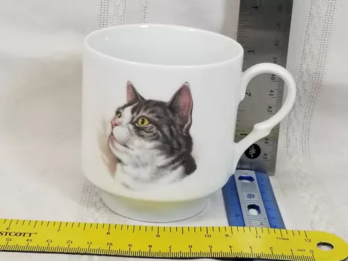 VTG 1926 Hand Painted Porcelain Cat Mug Bareuther Wald Bassen Bavaria Germany