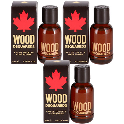 Wood by Dsquared for Men 3 Pack of Eau de Toilette Splash 0.51oz (3x0.17oz) New