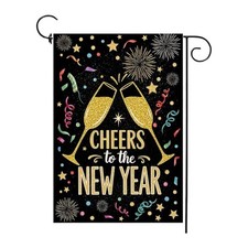 Happy New Year Garden Flag Cheers To The New Year 12x18 Inch Double Sided