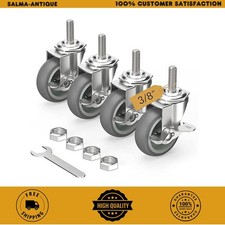 3 Inch Caster Wheels Threaded Stem Casters Set of 4 Heavy Duty Swivel Wheel