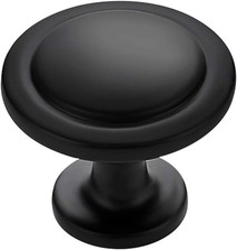30 Pack 1-1/4 inch Matte Black Zinc Euro-Style Cabinet Knobs, Drawer Pulls