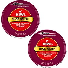 2 Pack 1-1/8 Oz Each Kiwi Cordovan Shoes Polish Leather Care Shine, Protection