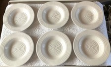 Image of Six Portmeirion Sophie Conran white, ribbed wavy rim soup bowls