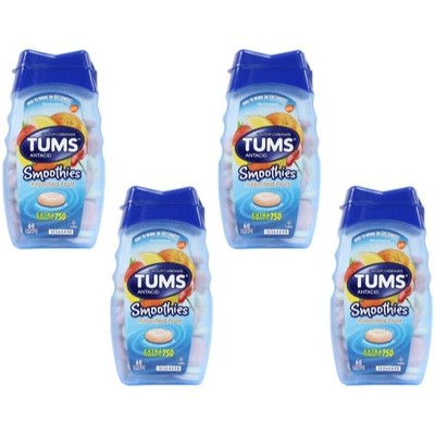 4 Pack Tums Smoothies Antacid Calcium Supplement Assorted Fruit 60 Each