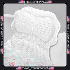 Bath Pillow for Tub Neck Back Support with Suction Cups, White