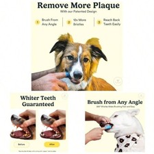 NEW 4-Pack 360 Dog Toothbrush Kit, Pet Finger Tooth Brush with Canine Dental