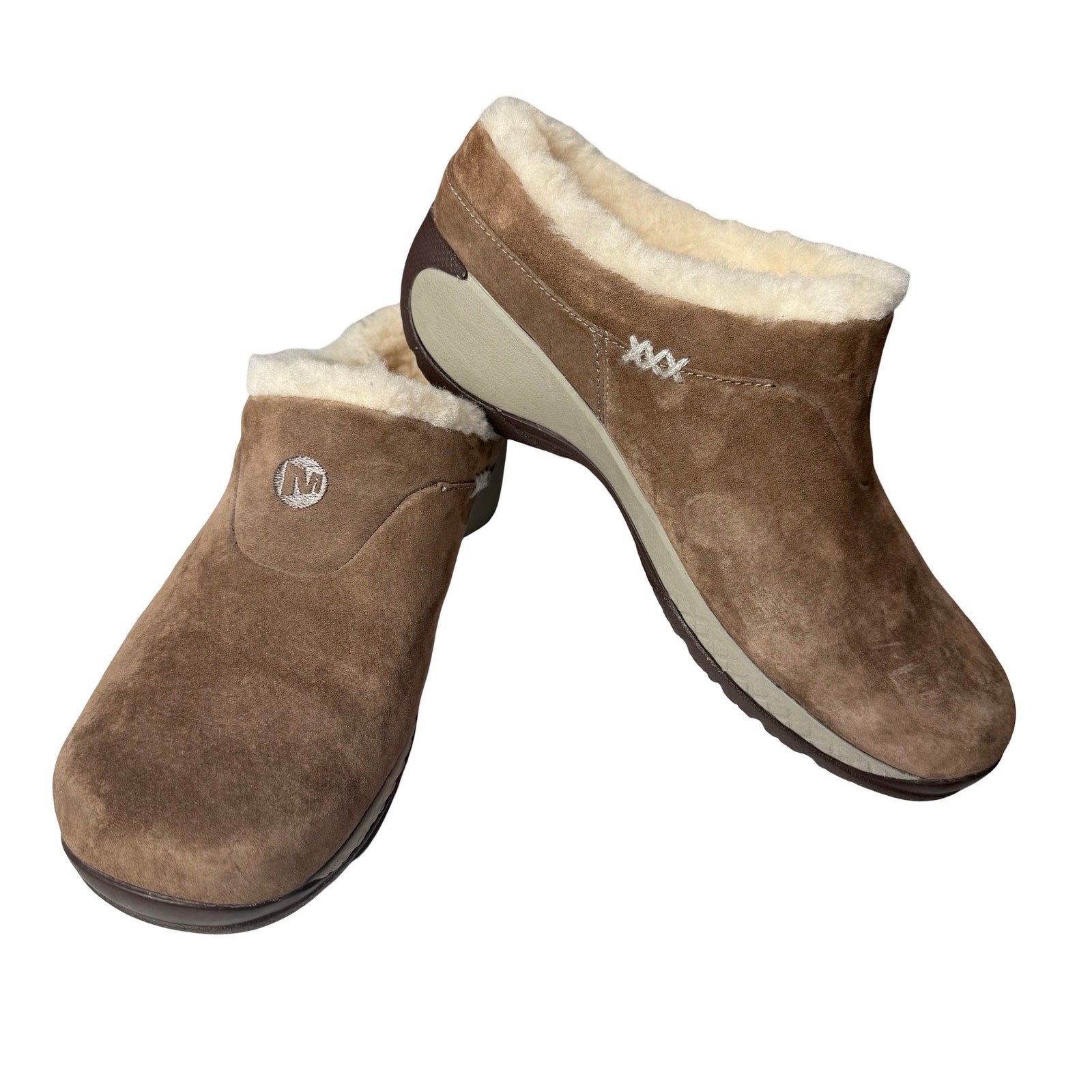 Zoccoli Merrell Encore Ice Q2 in shearling scamosciato marrone taglia 7
