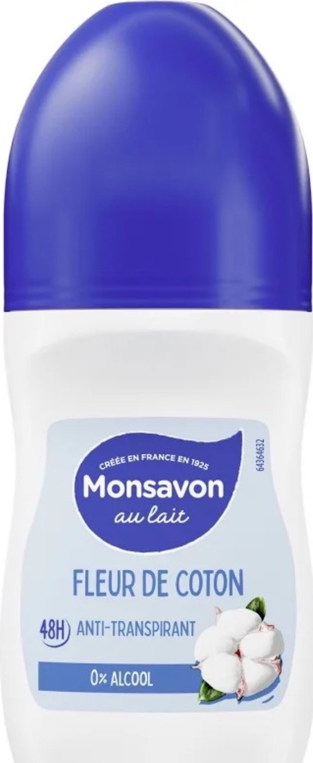 Déodorant bille fleur de coton Monsavon le roll on 50ml idéal pour le sport et le bureau