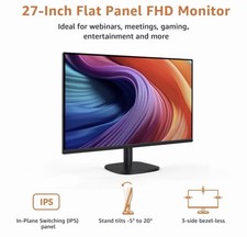 Amazon Basics 27 Inch Monitor FHD 1080P 100Hz Built-in Speaker Black