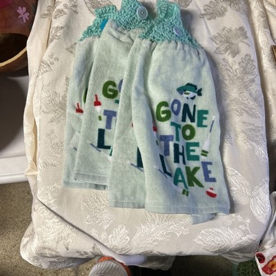 Set Of 4 Crocheted Top Gone To The Lake Kitchen Towels