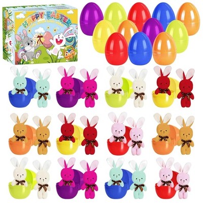 Ostereier Set 12 Plüschhasen Kunststoff Eier Kinder Ostergeschenk Party