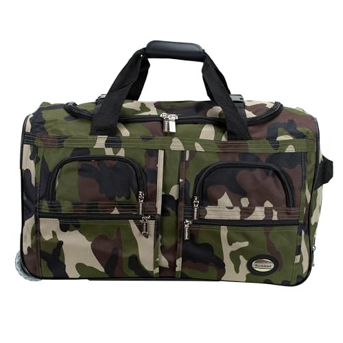 ROCKLAND ROLLING DUFFEL BAG,BLACK,CAMO,22"