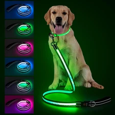 4 Ft LED Dog Leash, Light up & Lighted Dog Leash, 7 Lighting Modes, Glow in the 