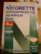 Nicorette SPB1 Nicotine Quit Smoking Gum Spearmint Flavored 4mg