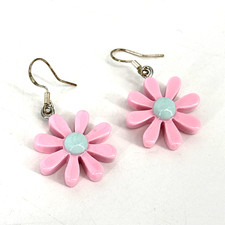 Pink Blue Flower Dangle Earrings Daisy Boho Hippie Retro NEW