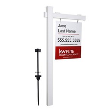 Vinyl PVC Real Estate Sign Post 6ft. Tall 4"x 4"x 72" Realtor Yard Sign Pos...