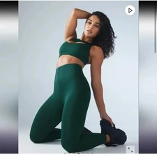 Savage x Fenty Medium Dark Green Hotline High Waist Leggings Line Detailing