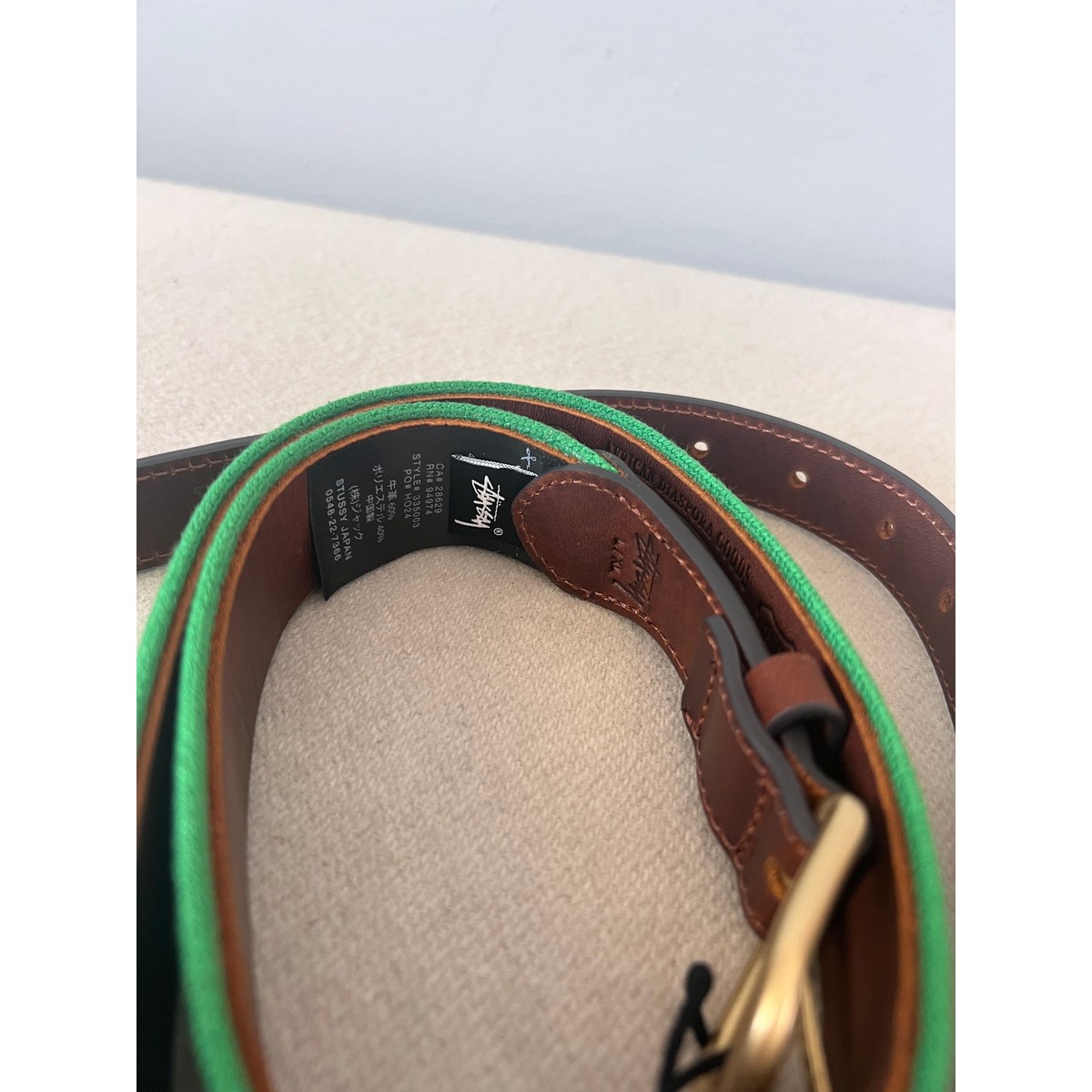 Denim Tears x Stussy Needlepoint Belt - Size L/XL - Green Denim Tears x Stussy Needlepoint Belt - Size L/XL - Green