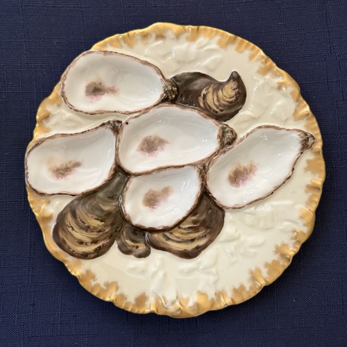 Haviland Limoges Oyster Plate w/ Gold Rim