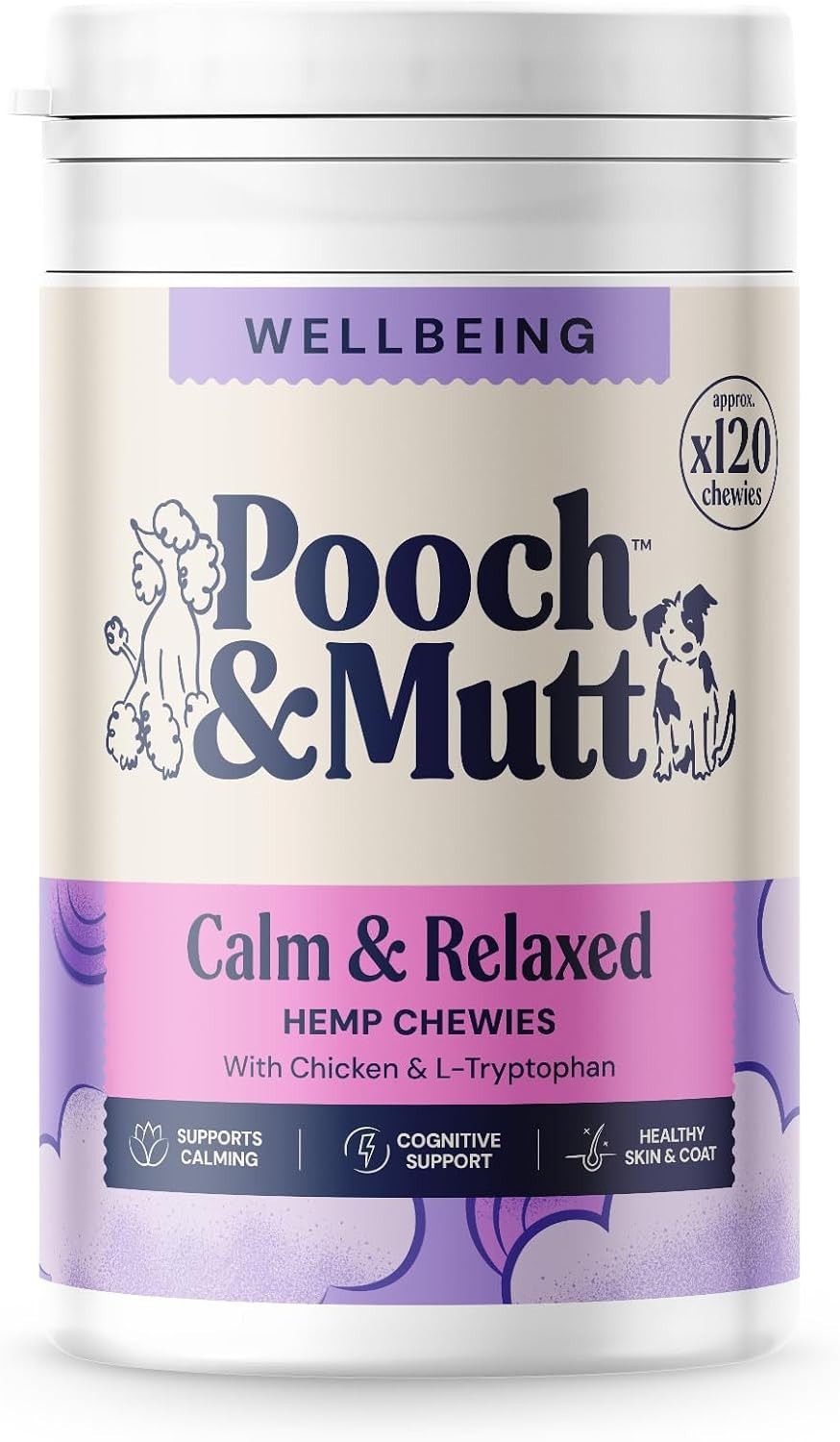 Pooch & Mutt - Calming Supplement, Chewies Treats, 120 Chewies (150g)