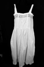 Vintage 1930's French White Cotton Embroidered Nightgown Size Medium VG Cond