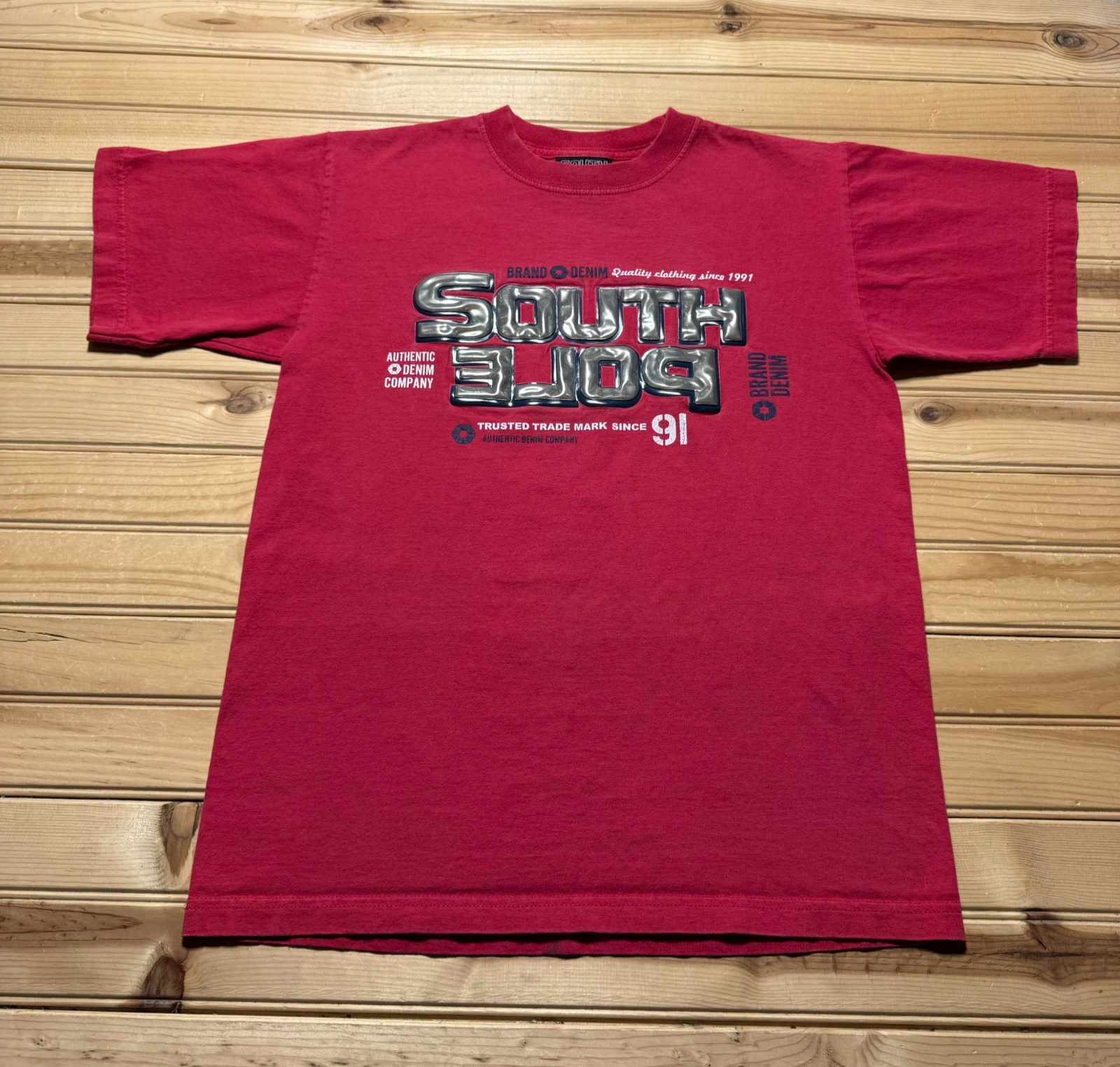 Vintage Y2K Southpole Metallic Embossed Raised Logo Hip Hop Urban Shirt - Medium