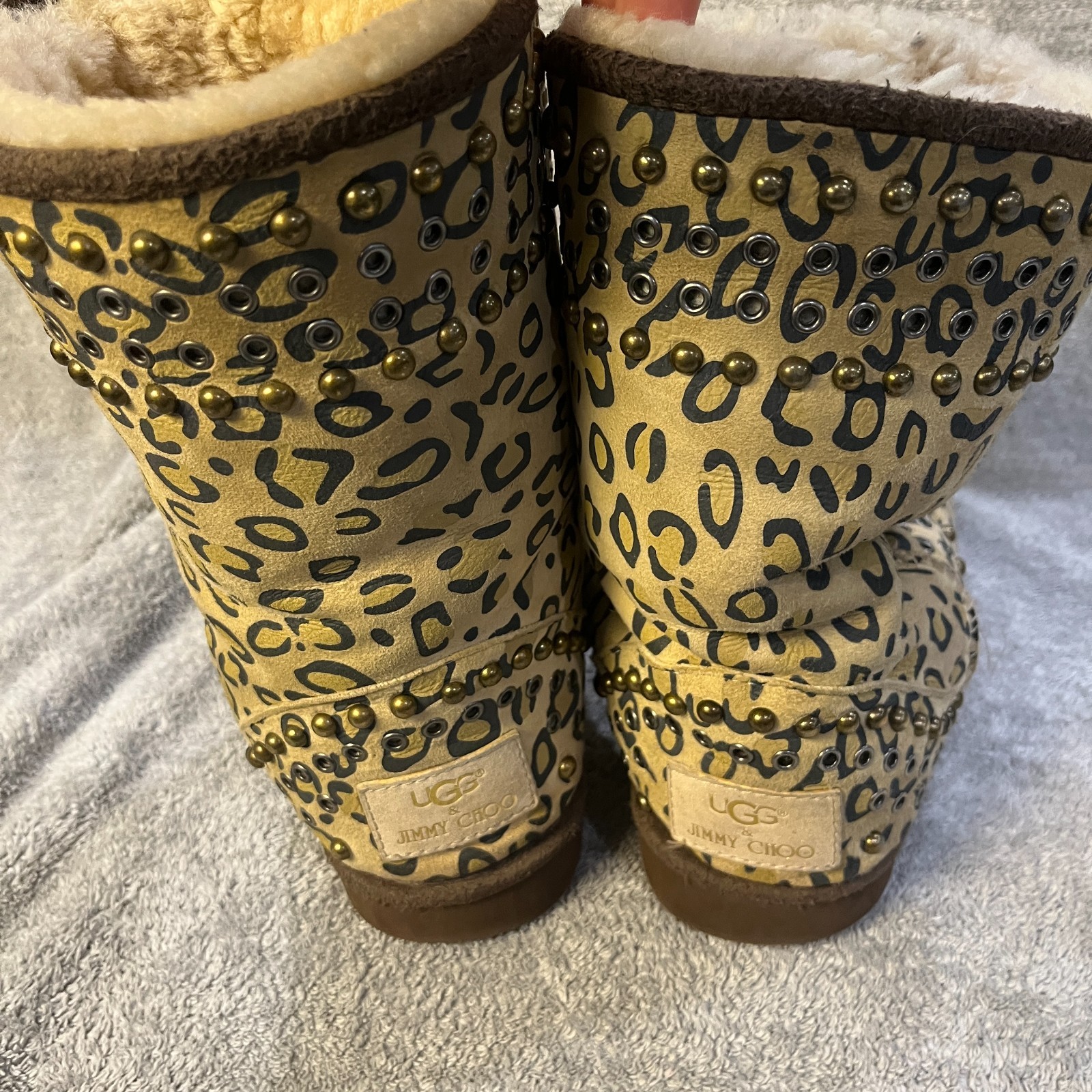 UGG & JIMMY CHOO RARE LEOPARD CHEETA BOOTS AUTHENTIC WOMENS SIZE 10 image 4