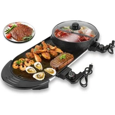 Hot Pot with Grill, 2 in 1 Korean BBQ Grill Shabu Shabu Hot Pot, 2200W Indoor...