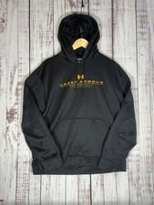 Under Armour Hoodie Men  s Size Large Black Pullover Sweatshirt UA Logo