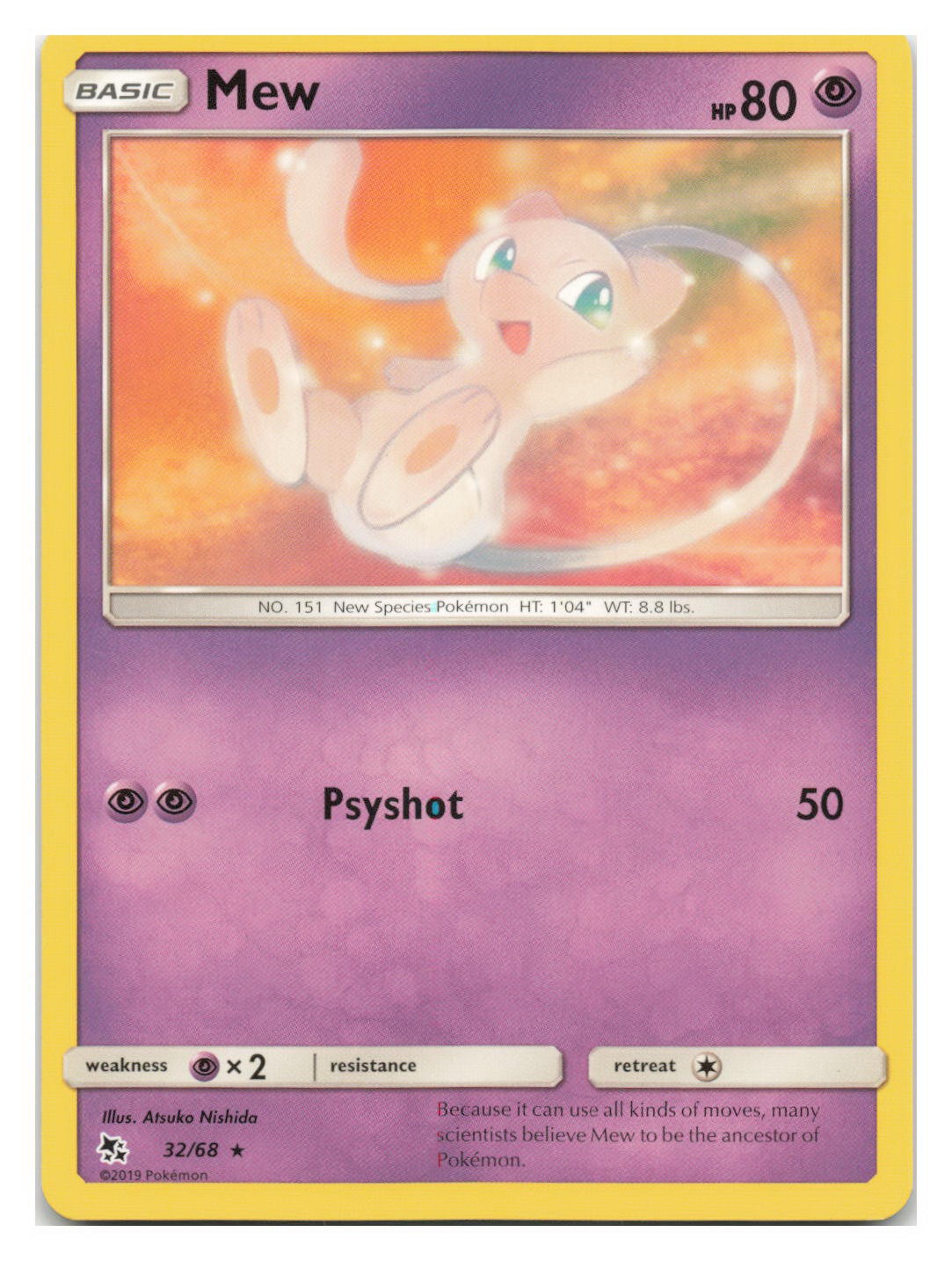 Mew 32/68 Rare Hidden Fates Pokemon 2019