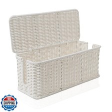 Cable Management Box, Handmade Rattan Cable Organizer, 2 Open Slo
