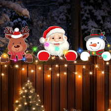 3 Pcs Christmas Fence Peeker Decoration Santa Snowman Elk Gingerbread Man Elf Ya