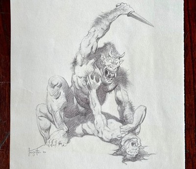 Fantasy art Barbarian Frank Frazetta Drawing fantasy male nude warrior