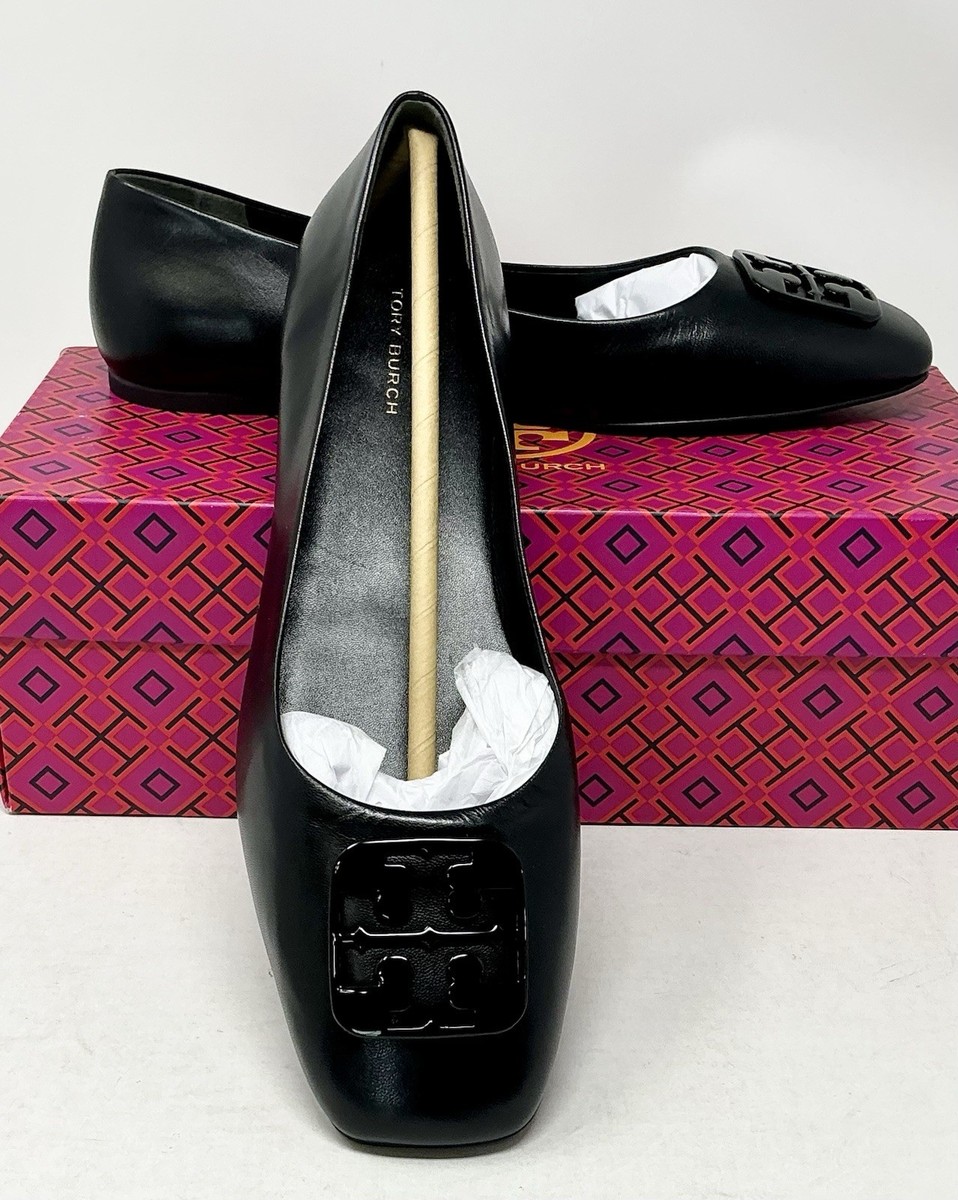Tory Burch Calf Leather Georgia Ballet Perfect Black Flats Size